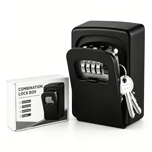 Scatola con serratura per chiavi da esterno, robusta e durevole per chiavi di casa, con capacità di 5 chiavi, per esterni, impermeabile, con codice ripristinabile, per casa, garage, Airbnb