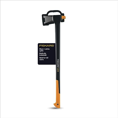 Fiskars X27 Super Splitting Axe - Wood Splitter for Medium to Large Size Logs with 36 Shock-Absorbing Handle - Lawn and Garden Tools - Black