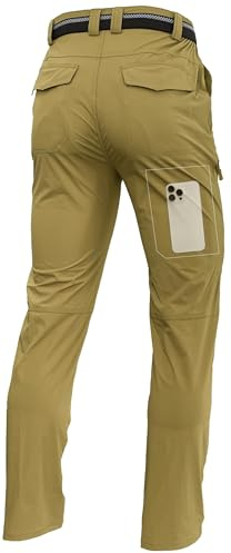 LINLANG EN Men's Lightweight Hiking Cargo Pants Waterproof Quick Dry Travel Fishing Climbing Work Outdoor Pants Mud XL