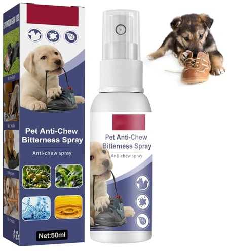Mecctuck Spray anti-mastication pour chien et animaux - 50 ml - Spray anti-griffures - Spray anti-grignotage pour chien - Spray amère pour chien - Empêche efficacement les chiens de mâcher des