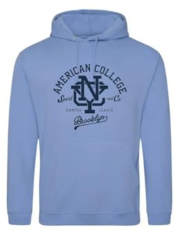 AMERICAN COLLEGE USA Tröja tröja med tryck varma kläder unisex barn pojkar och flickor casual modell ACSCW6 himmelsblå 10 år, turkos, 10 �r