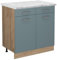 Vicco Küchenunterschrank R-Line, Schubladenschrank für die Küche, Blau-Grau, 80 cm AP Marmor