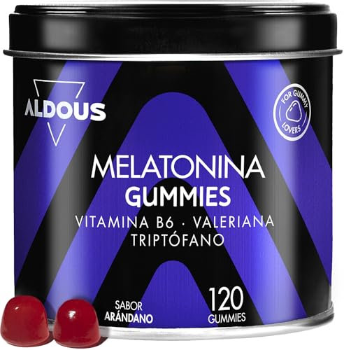 Caramelle Melatonina - 120 Caramelle Gommose - Valeriana, Triptofano e Vitamina B6 - Caramelle per Dormire Meglio, Sonno Profondo - Integratore per dormire - Gusto miritti - Vegan - ALDOUS