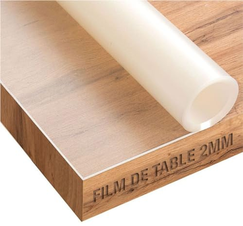 Trente Pellicola per Tavolo Opaca 120x80 cm - 2mm - Protezione Tavolo con Bordi Smussati - Tovaglia Trasparente, Lavabile e Impermeabile - Pellicola Protettiva PVC per Tavoli in Vetro e Laccati