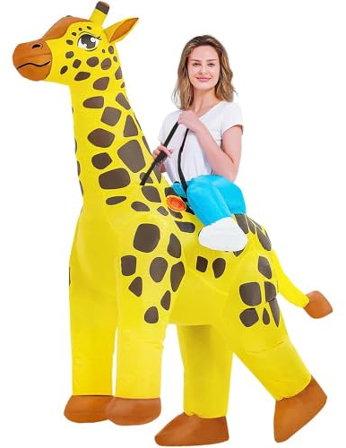 JASHKE Costume da Giraffa Gonfiabile Costumi Giraffa Cavalcabili Costumi Halloween Carnevale Natale per Adulti