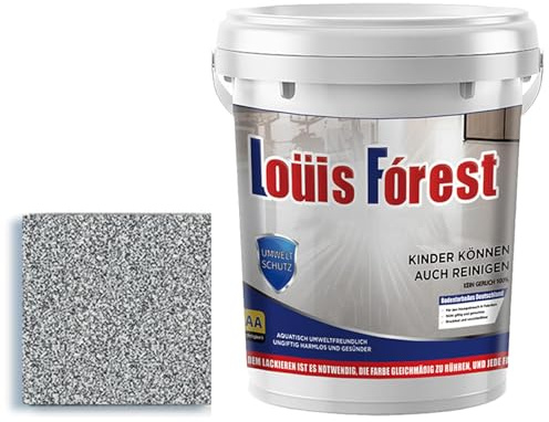 Louis Forest Epoxy golvfärg, högglansig marmoreffekt epoxi golvbeläggning, epoxifärgad sandgolvfärg, 0,5/1 kg snabbtorkande halkfri slitstark (mörkgrå, 0,5 kg)