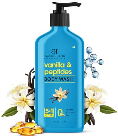 Botanic Hearth Vanilla & Peptides Duschgel -5-in-1-Pflegeformel, nährende & sanfte Reinigung, paraben- & sulfatfrei - 473 ml