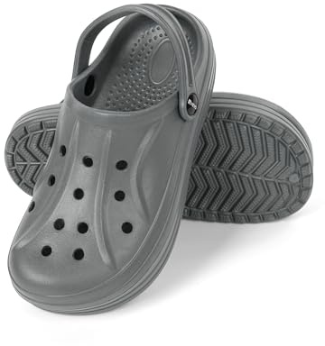 Heyo Clogs Uomo Donna Leggeri Zoccoli da Giardino Pantofole da Giardino Sandali Unisex, grigio., 40 EU