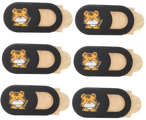 SHINEOFI 6piezas Cobertura De Privacidad para Webcam Diseño De Tigre Protege La Cámara De Pc y Teléfono Cubiertas Adhesivas para Uso Diario