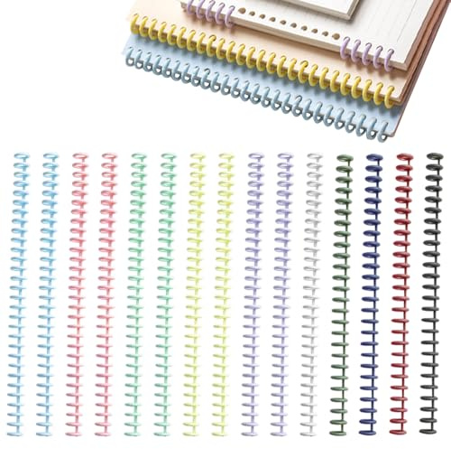TRKETK 15 Pcs Binding Combs Spine Comb 30 Hole Click Binding Ring Spiral Book Binder Coils Plastic Journal Binder Rings for Teacher Student Document Notebook File Making (10 Colors)