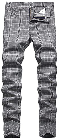 Pantalones chinos para hombre, ajustados, pantalones de vestir a cuadros, parte delantera plana, elásticos, delgados, elegantes, casuales, de negocios, pantalones de golf, talla M-3XL, Gy1., M