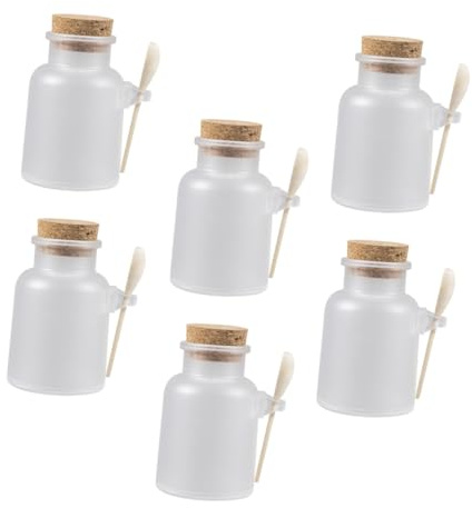 JECOMPRIS Lot De 6 Sets De Bocaux Scellés Pour Poudre De Masque 100g, Bouteilles Rechargeables Cuillères En Bois, Contenants Étanches Pour Sel De Bain, Accessoires Beauté Pour Soins Personnels