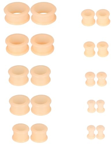 Uwiyo 20 Pièces Écarteur d'Oreille en Silicone, d'Étirement des Oreillettes Ecarteur en Silicone 4-20mm Écarteur Tunnels de Chair Tunnels Expandeurs pour Piercings Unisexe (Couleur de Peau)