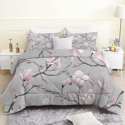 Generico Piumino Singolo Narciso Trapunte Fiori Piumone Imbottito Resistente Lavabile, Super Morbida Trapunta, piumini 135x200 cm in Microfibra Reversibile e 2 Federa 50x80 cm Q290