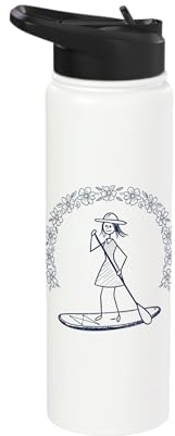 SUP Paddling Girl Paddleboarder Standup Paddleboarding Stainless Steel Insulated Water Bottle