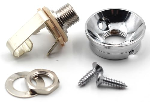 Electrosocket Jack Plate for Telecasters - Polished Chrome Finish + Switchcraft J11 Mono Jack