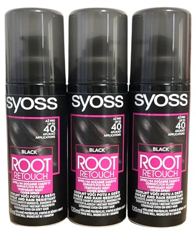 Syoss - Retoque de raíces (120 ml, 3 unidades), color negro