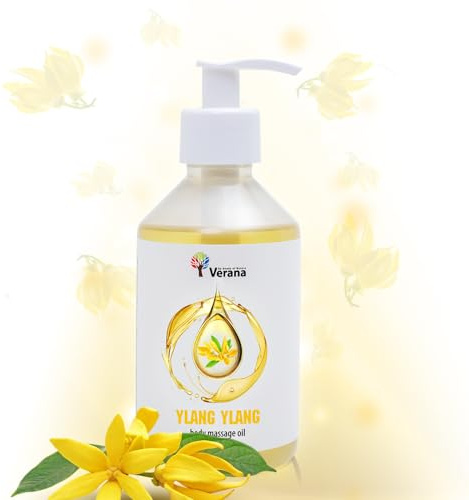 Verana Aceite de Masaje Ylang Ylang, Cosmético Natural, Para el Cuerpo, Todo tipo de Pieles, Masaje Rejuvenecedor y Revitalizante, Anticelulítico, Aromaterapia (250ml)