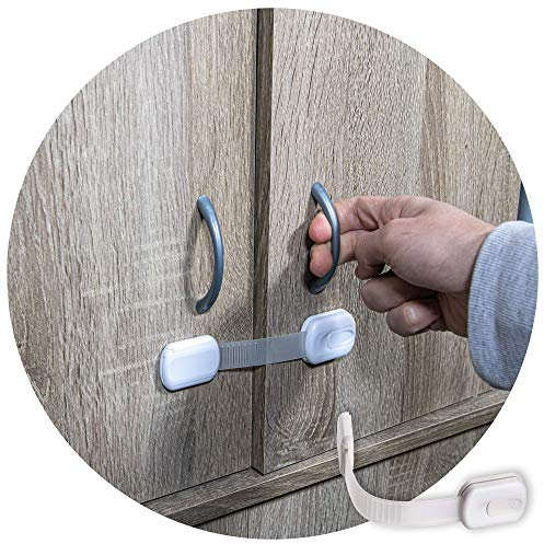 6-Pack Child Proof Locks for Cabinet Doors, Drawers, Fridge, Toilet Seat, Dishwasher, Trash Can, Cupboard - 3M - No Drilling - Child Safety Locks for Cabinets and Drawers - Baby Proofing Cabinets Lock