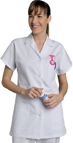 SNV Blouse médicale Femme Couleur Blanche en Coton résistant Tissus épais pour Utilisation médicale Professionnel Fermeture Boutons Pressions INOX 3 Poches (S)