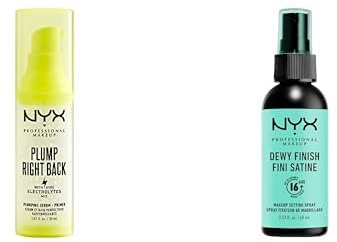 NYX Professional Makeup-Set für langanhaltendes Make-Up: Plump Right Back Primer-Serum, Mit Elektrolyten & Setting Spray mit dewy Finish