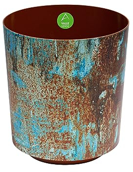 Blumentopf Kräutertopf Pflanzentopf für Zuhause Balkon Terrasse Garten Modernes Design Kunststoff Ø 28,5 cm Rost Blau-Orange