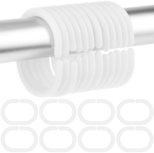 Amaxiu 24 Stück Duschvorhangringe, C-förmige Duschringhaken Weiss Kunststoff Badewannenhaken Drapierschlaufen Clip für Vorhanghaken Badezimmer Schlafzimmer Ankleidezimmer