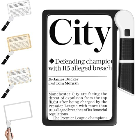 MoKo Lupe mit Licht, 5-fache Handlupe Leselupe mit 48 LEDs & klappbarem Griff, Kalt & Warm Licht und 3 Lichtmodi, Einschlaglupe für Senioren Lesen Münzen Briefmarken Handwerk Schmuck