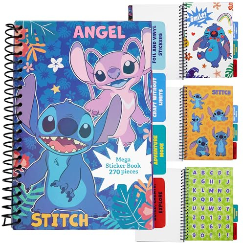 Disney Stitch Sticker Book for Kids Teens with 28 Sticker Sheets, 200+ Stickers for Scrapbooking Art Activity Set, Stitch Gifts