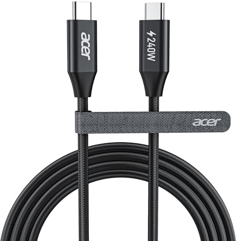 Acer Cavo USB C 240W 3m, Cavo USB C a USB C Carica rapida, Caricatore Tipo C Nylon Braided Compatibile con iPhone 17 16 Samsung S23 Ultra iPad Air MacBook Pro Google Pixel 7 ecc.
