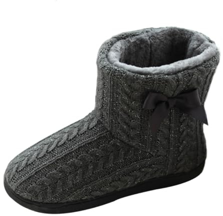 OATIPHO Botas en Invierno de Invierno para Mujer Antideslizante Suela Gruesa Cálidas y Resistentes Hechas de Tejido de Punto y Goma Ideales para Uso en Casa