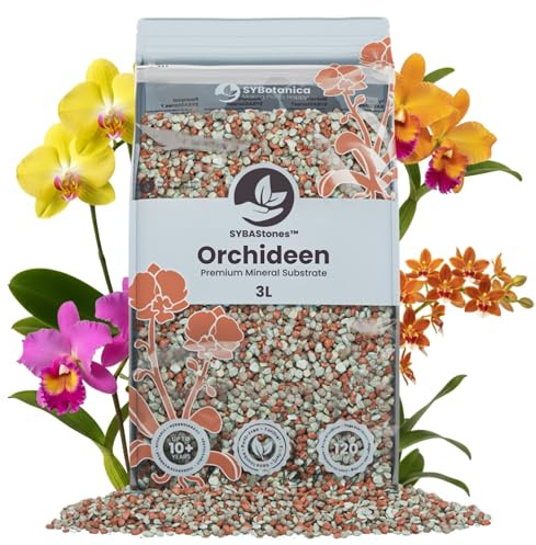 Sybotanica - Orchidées minéral Mix - Substrat minéral SYBAStones - 100% sans sciarides - Dure des années - ~120 Jours de nutriments - pour Fans de Plantes d’intérieur recherchant Peu d’Entretien