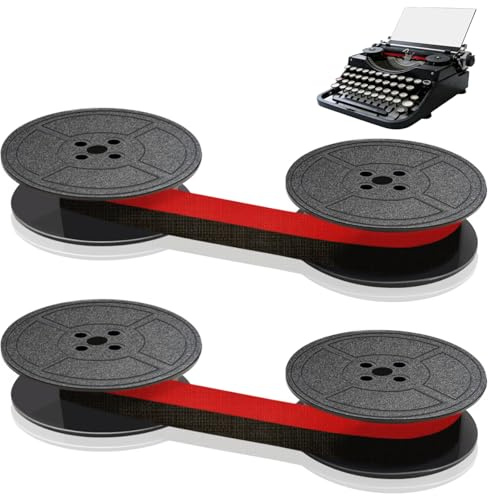 pangutheos 2 Pièces Ruban Machine a Ecrire, 10M x 13MM Ruban de Machine à Écrire Universel, Compatible avec Plupart des Modèles de Machines à Écrire Anciennes (Rouge) | Ruban encreur durable pour machine à écrire DIN 2103 32755 et autres anciennes machines à écrire 10 m x 13 mm