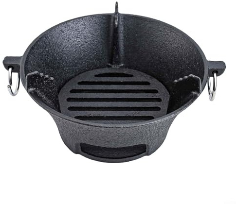 Sartén de carbón de hierro fundido de alto rendimiento para cocina coreana y barbacoa japonesa, diseño compacto (7.6 pulgadas), perfecta para asar en casa y uso al aire libre