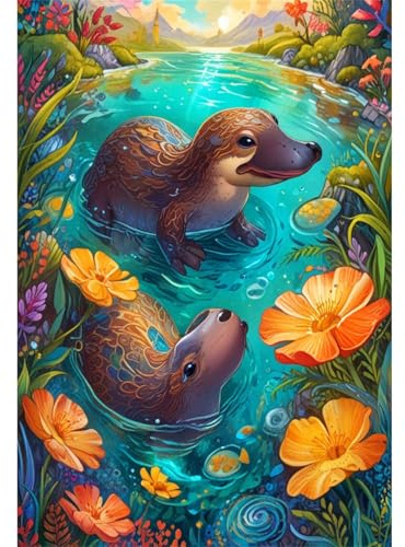 Puzzle 1000 Pièces Adultes,Ornithorynque dans l'eau,Puzzle en Papier,des Jeux Difficiles 26x38cm