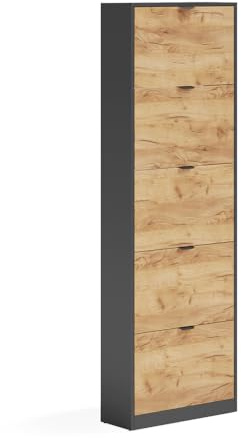 Vicco Shoe tipper Gizmo, Goldkraft oak/Anthracite, 59 x 181.1 cm with 5 compartments