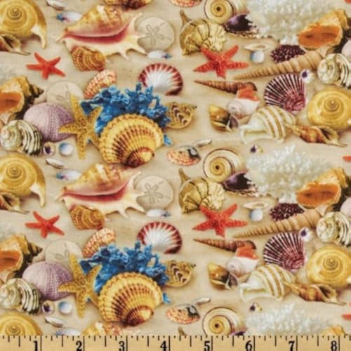 Children Of The Sea II Shells Sand, Fabric by the Yard