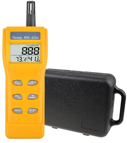 Aire Calidad Monitor para Supervisión el Interior Aire Calidad, Co2 Detector Aire Calidad Comprobador Medidas Temperatura y Humedad