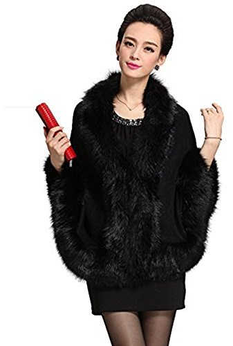 Roniky Women Luxury Bridal Faux Fur Shawl Wraps Cloak Coat Sweater Cape