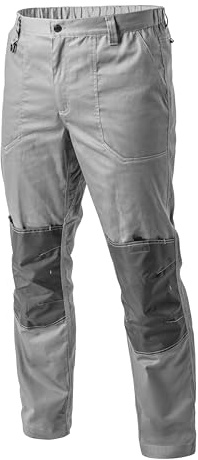 Högert Technik KALMIT - Pantaloni da Lavoro da Uomo, Resistenti in 100% Cotone, EN ISO 13688, Rinforzi per Ginocchia Oxford, Strisce Riflettenti, 4 Tasche, Grigio., XL