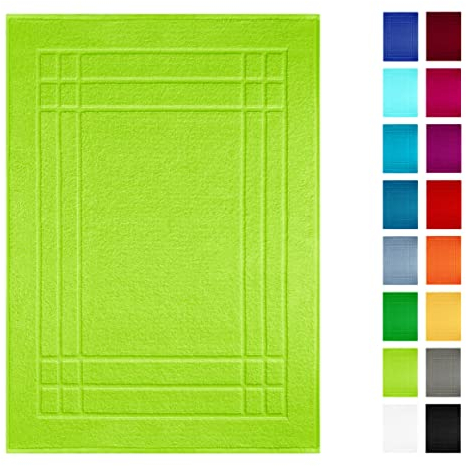 Lashuma Badezimmerteppich Frottee 50x70 cm, Linz Läufer Grün - Apfel absorbierend