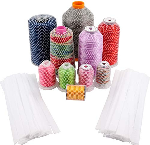 New brothread 100pcs Thread Net Spool Saver for Different Sizes of Embroidery Sewing Quilting and Serger Thread Spools/Cones - 25cm Long Each Piece