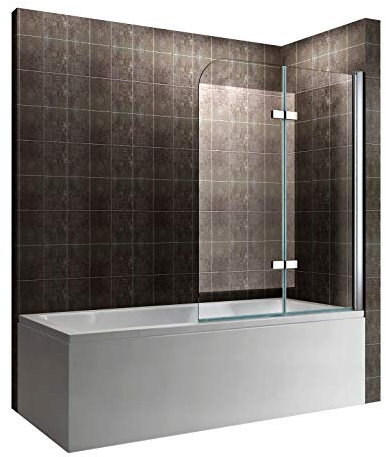 i-flair Badewannenabtrennung 100x140 cm Badewannenaufsatz Faltwand faltbar 2 tlg. Duschabtrennung – alle Größen Klarglas