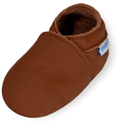 YIHAKIDS Babyskor flickor pojkar mjukt läder baby barn tofflor mjukt läder skor flicka pojke första steg 0–6 månader - 2 år, kastanj, 19/20 EU