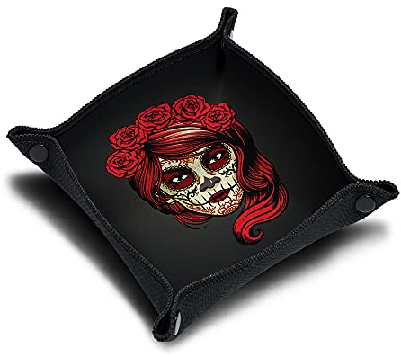 IMMERSION Piste de dés 21x21 cm - Plateau à dés Pliable Haute Qualité pour Jeu de Société - l'accessoire Parfait pour Vos Jeux - incassable - imprimé en France (Calaveras Girl)