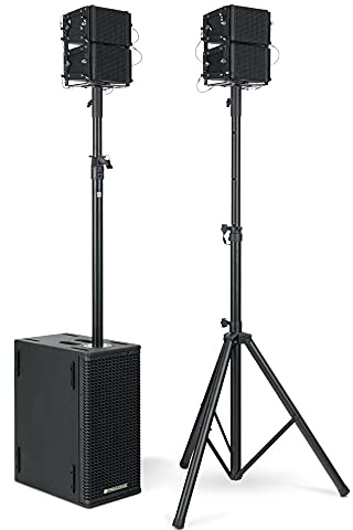 Pronomic V-Array Compact Set - Sistema PA Activo con 640 vatios (RMS) - Adecuado para Aprox. 100 oyentes - 1x Subwoofer con 2X Altavoces de 8 - 4X Top con Altavoces de 4 + Tweeter