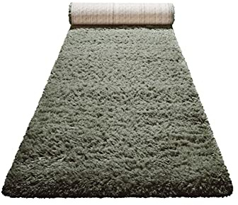 Homie Living Teppich - Läufer, nachhaltig, modern, einfarbig, kuschelig weich und sehr flauschig, Hochflor bestens geeignet für Wohnzimmer, Schlafzimmer, Kinderzimmer, Matteo (80 x 230 cm, Grün)