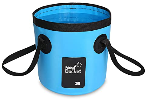 Faltbarer Eimer, 20 L Multifunktions Falteimer, Outdoor Faltschüssel, Waschbecken Zusammenklappbarer, Camping Eimer fürReisen im Wandern, Blau