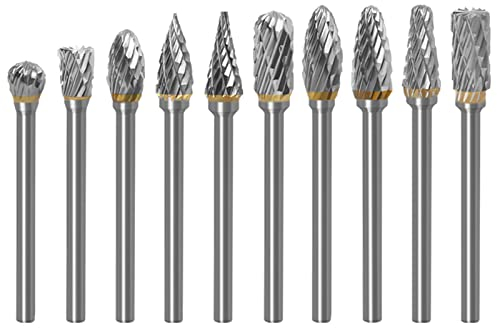 Bestgle frässtifte set 1/8schaft hartmetall-frässtifte mit doppelschnitt 10stücke wolframkarbid-rotationsfräser hartmetall rotary frässet frässtifte für metallschnitzen polieren gravieren