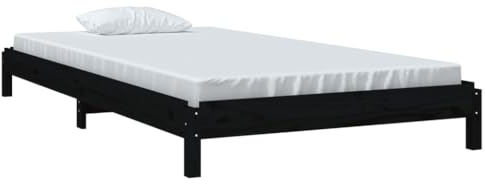 vidaXL Stapelbett Schwarz 90x200 cm Massivholz Kiefer